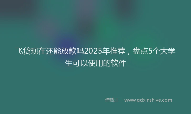 飞贷现在还能放款吗2025年推荐，盘点5个大学生可以使用的软件
