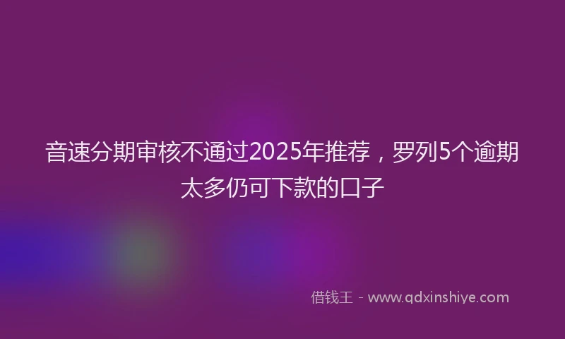 音速分期审核不通过2025年推荐，罗列5个逾期太多仍可下款的口子
