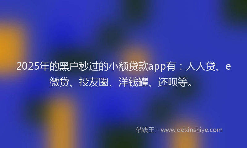 2025年的黑户秒过的小额贷款app有：人人贷、e微贷、投友圈、洋钱罐、还呗等。
