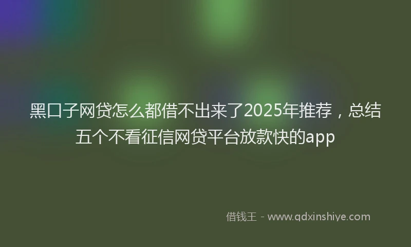 黑口子网贷怎么都借不出来了2025年推荐，总结五个不看征信网贷平台放款快的app