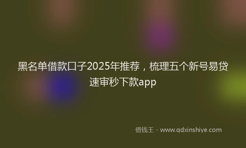 黑名单借款口子2025年推荐，梳理五个新号易贷速审秒下款app