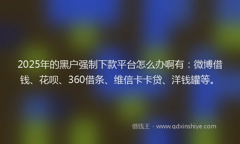 2025年的黑户强制下款平台怎么办啊有：微博借钱、花呗、360借条、维信卡卡贷、洋钱罐等。