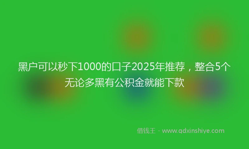 黑户可以秒下1000的口子2025年推荐，整合5个无论多黑有公积金就能下款