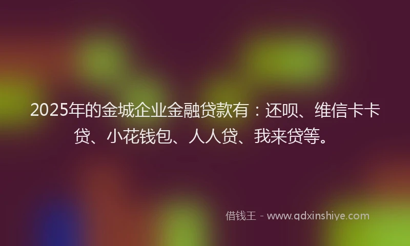 2025年的金城企业金融贷款有：还呗、维信卡卡贷、小花钱包、人人贷、我来贷等。