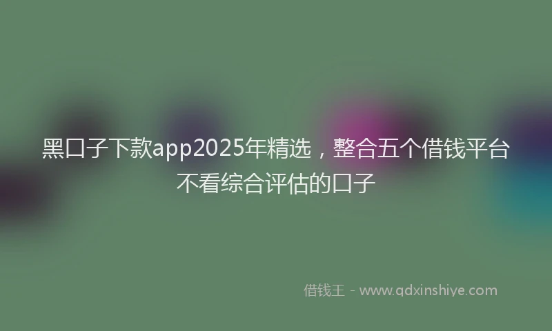 黑口子下款app2025年精选，整合五个借钱平台不看综合评估的口子