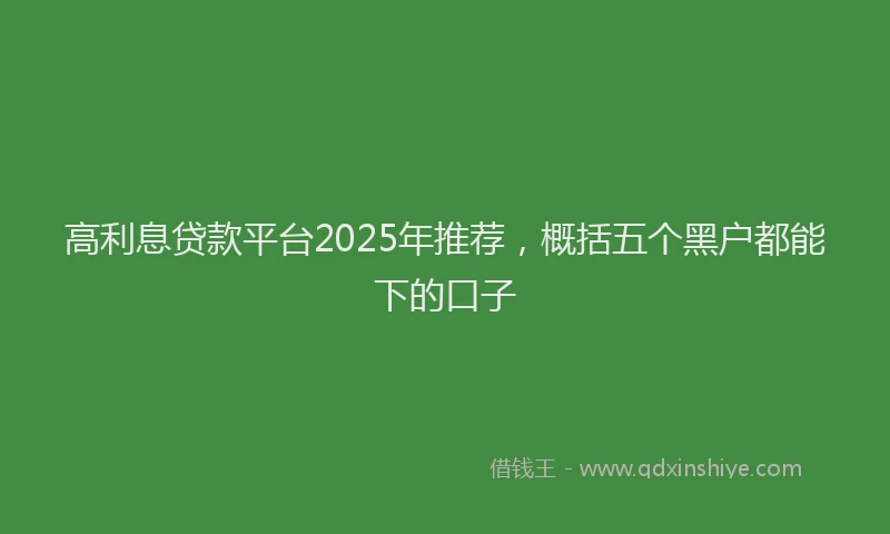 高利息贷款平台2025年推荐，概括五个黑户都能下的口子