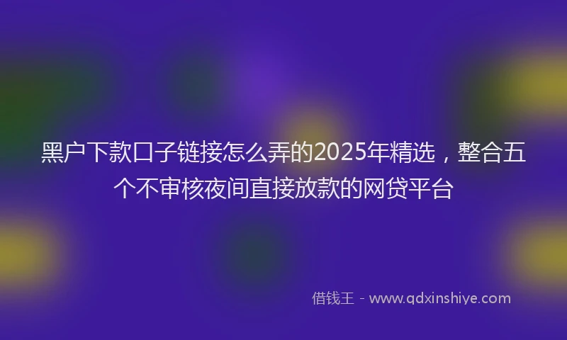 黑户下款口子链接怎么弄的2025年精选，整合五个不审核夜间直接放款的网贷平台