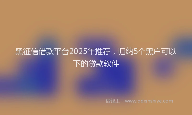 黑征信借款平台2025年推荐，归纳5个黑户可以下的贷款软件