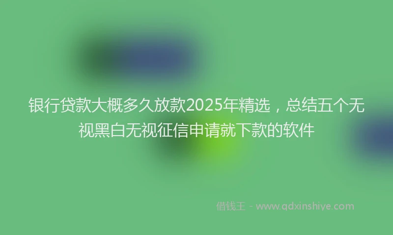银行贷款大概多久放款2025年精选，总结五个无视黑白无视征信申请就下款的软件