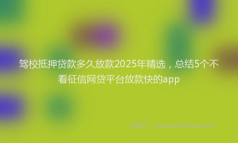 驾校抵押贷款多久放款2025年精选，总结5个不看征信网贷平台放款快的app