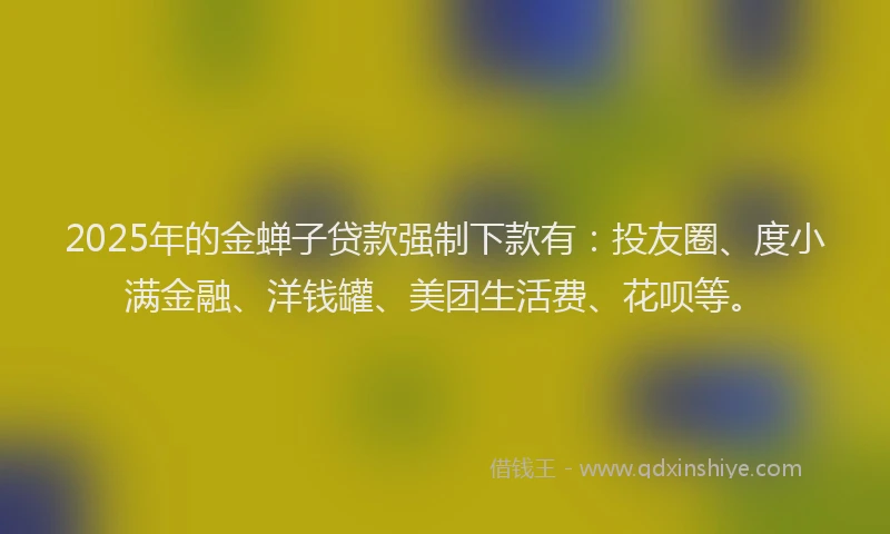 2025年的金蝉子贷款强制下款有：投友圈、度小满金融、洋钱罐、美团生活费、花呗等。