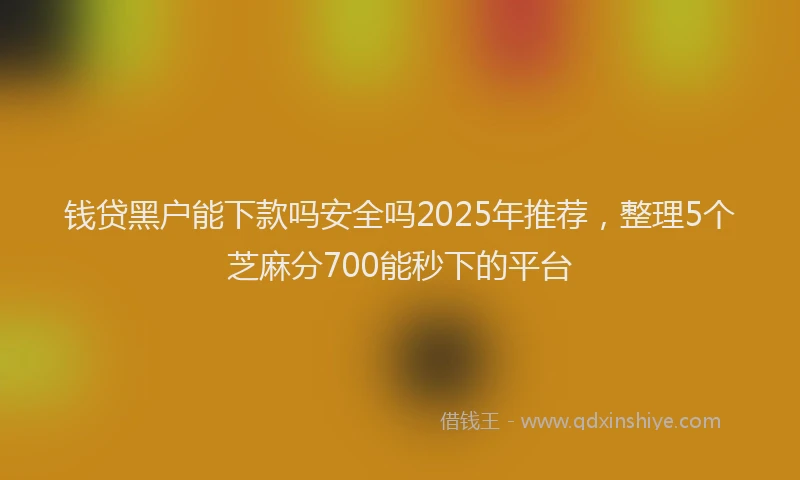 钱贷黑户能下款吗安全吗2025年推荐，整理5个芝麻分700能秒下的平台