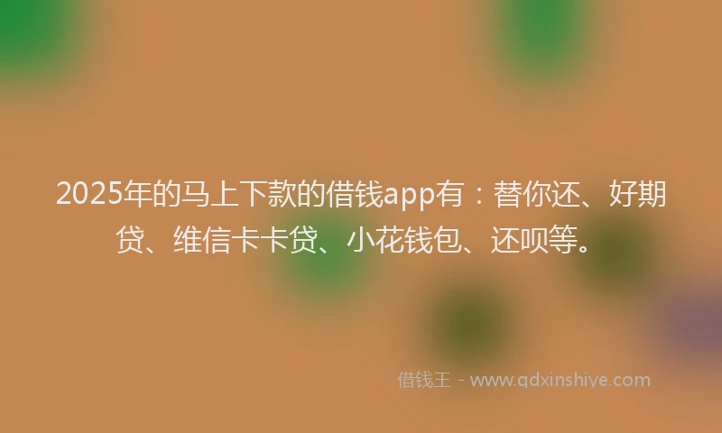 2025年的马上下款的借钱app有:替你还、好期贷、维信卡卡贷、小花钱包、还呗等。