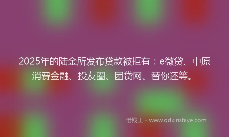 2025年的陆金所发布贷款被拒有：e微贷、中原消费金融、投友圈、团贷网、替你还等。
