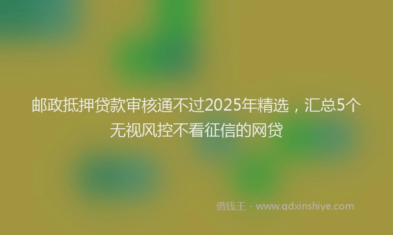 邮政抵押贷款审核通不过2025年精选，汇总5个无视风控不看征信的网贷