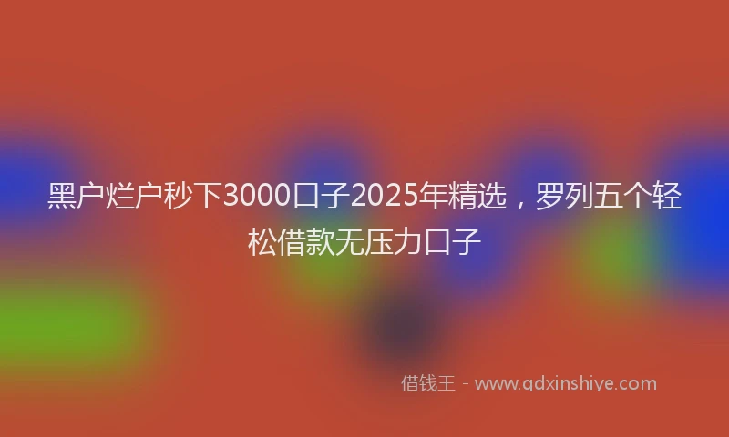 黑户烂户秒下3000口子2025年精选，罗列五个轻松借款无压力口子
