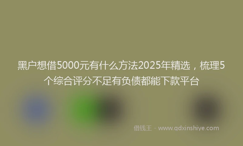黑户想借5000元有什么方法2025年精选，梳理5个综合评分不足有负债都能下款平台
