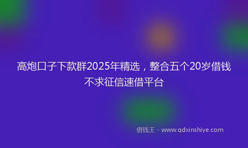 高炮口子下款群2025年精选，整合五个20岁借钱不求征信速借平台