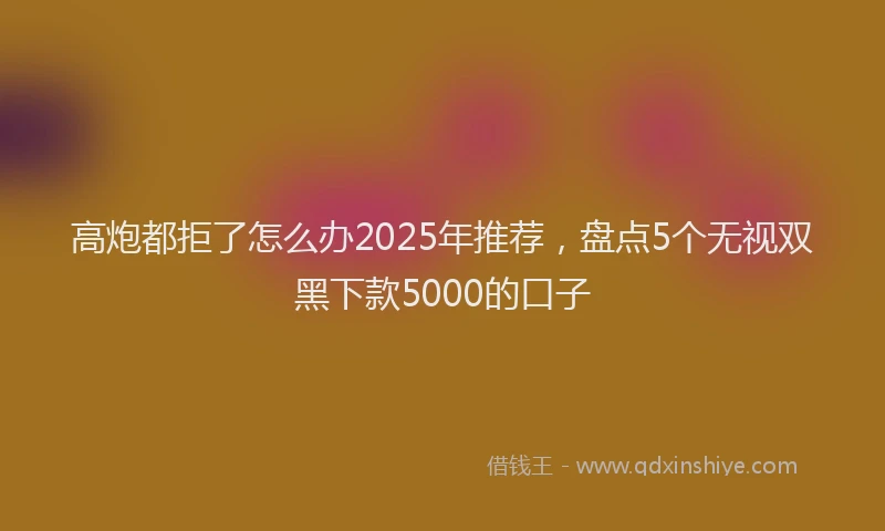 高炮都拒了怎么办2025年推荐，盘点5个无视双黑下款5000的口子