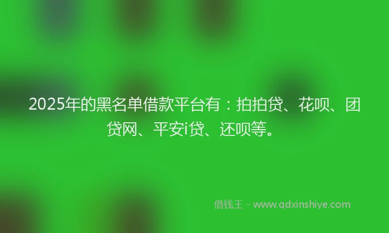 2025年的黑名单借款平台有：拍拍贷、花呗、团贷网、平安i贷、还呗等。