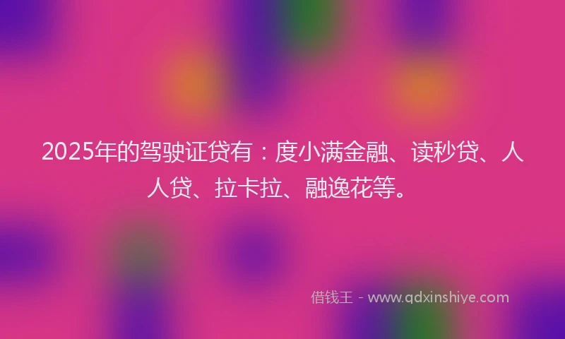 2025年的驾驶证贷有：度小满金融、读秒贷、人人贷、拉卡拉、融逸花等。