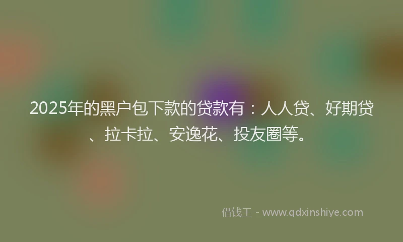 2025年的黑户包下款的贷款有：人人贷、好期贷、拉卡拉、安逸花、投友圈等。