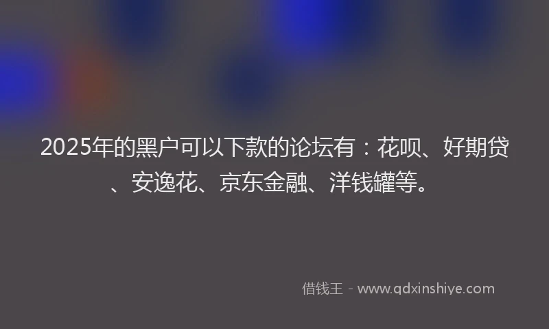 2025年的黑户可以下款的论坛有：花呗、好期贷、安逸花、京东金融、洋钱罐等。
