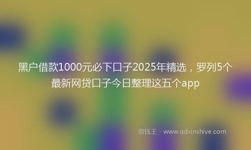 黑户借款1000元必下口子2025年精选，罗列5个最新网贷口子今日整理这五个app