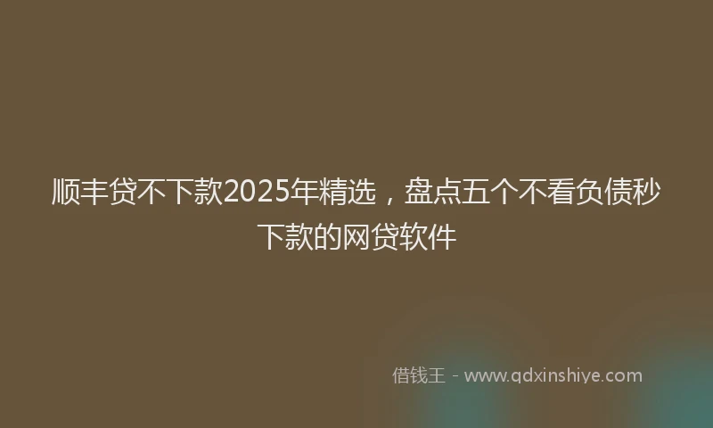 顺丰贷不下款2025年精选，盘点五个不看负债秒下款的网贷软件