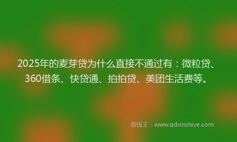 2025年的麦芽贷为什么直接不通过有：微粒贷、360借条、快贷通、拍拍贷、美团生活费等。