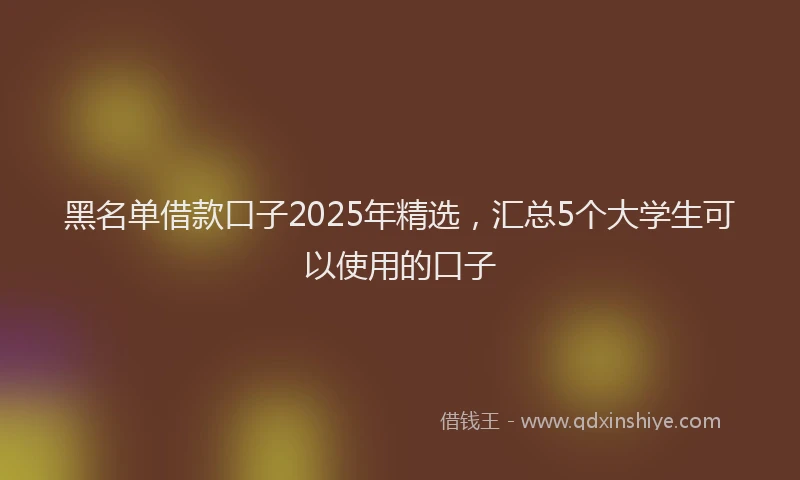 黑名单借款口子2025年精选，汇总5个大学生可以使用的口子