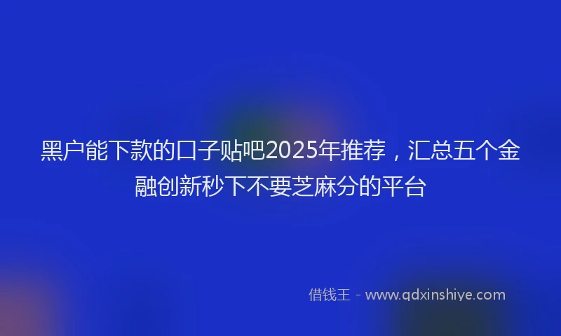 黑户能下款的口子贴吧2025年推荐，汇总五个金融创新秒下不要芝麻分的平台