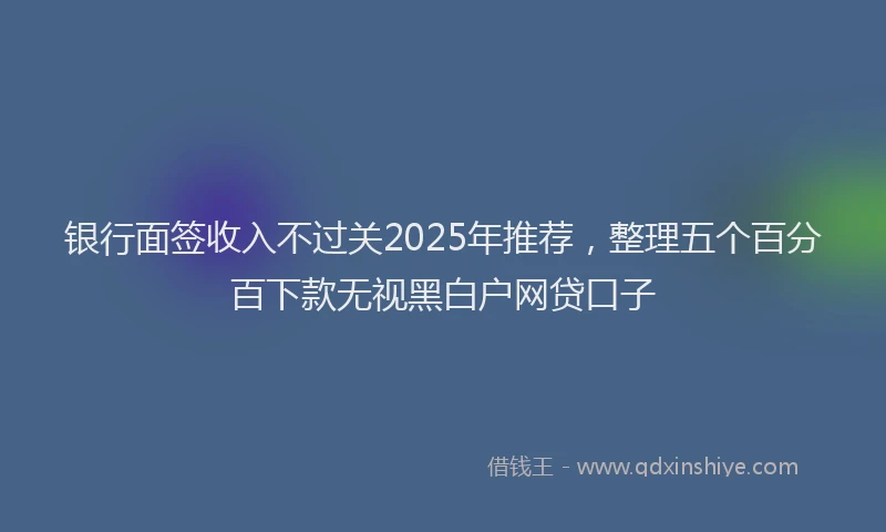 银行面签收入不过关2025年推荐，整理五个百分百下款无视黑白户网贷口子