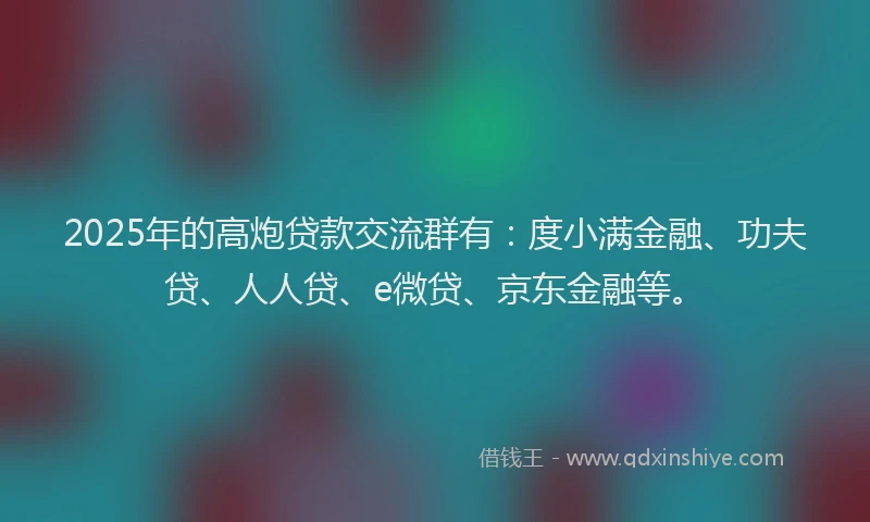 2025年的高炮贷款交流群有：度小满金融、功夫贷、人人贷、e微贷、京东金融等。