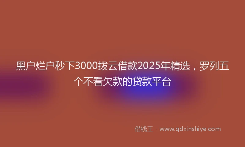 黑户烂户秒下3000拨云借款2025年精选，罗列五个不看欠款的贷款平台