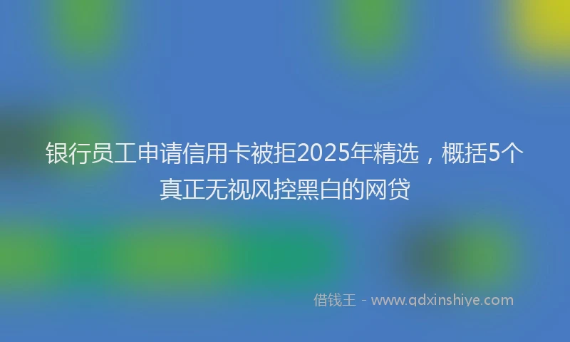 银行员工申请信用卡被拒2025年精选，概括5个真正无视风控黑白的网贷