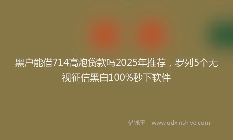 黑户能借714高炮贷款吗2025年推荐，罗列5个无视征信黑白100%秒下软件