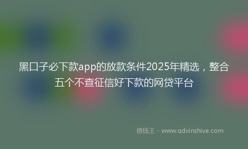 黑口子必下款app的放款条件2025年精选，整合五个不查征信好下款的网贷平台