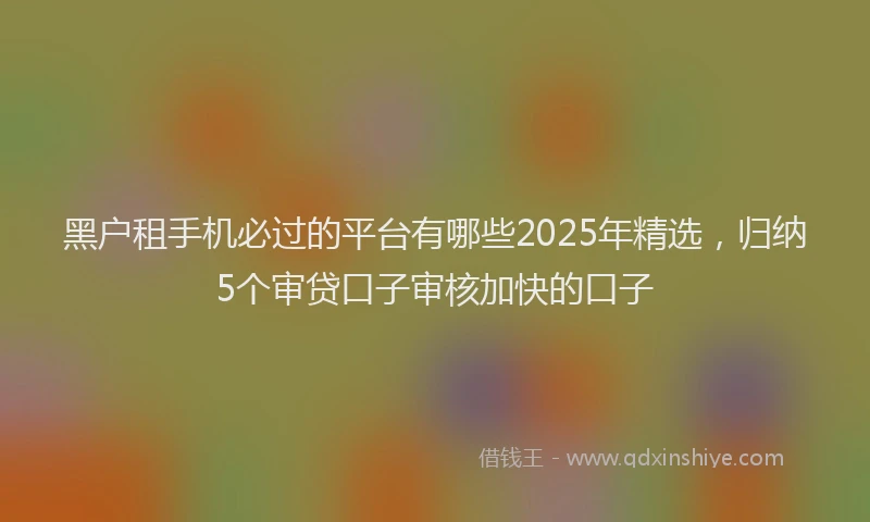 黑户租手机必过的平台有哪些2025年精选，归纳5个审贷口子审核加快的口子