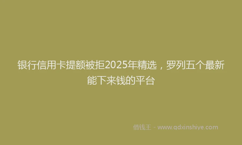 银行信用卡提额被拒2025年精选，罗列五个最新能下来钱的平台