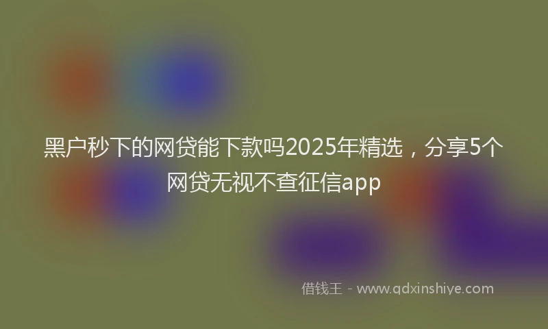 黑户秒下的网贷能下款吗2025年精选，分享5个网贷无视不查征信app