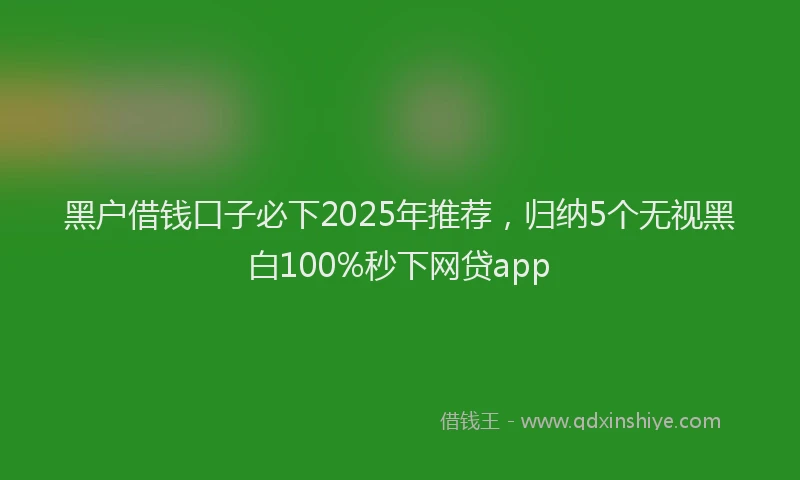 黑户借钱口子必下2025年推荐，归纳5个无视黑白100%秒下网贷app
