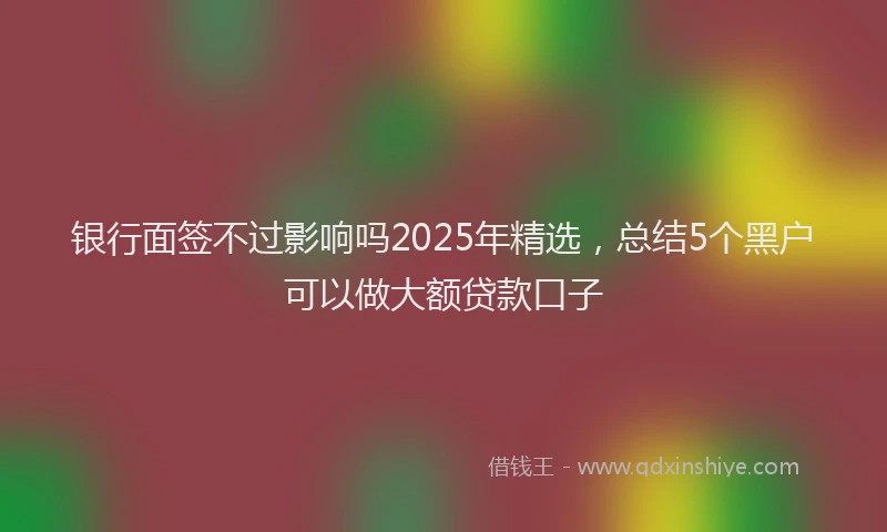 银行面签不过影响吗2025年精选，总结5个黑户可以做大额贷款口子