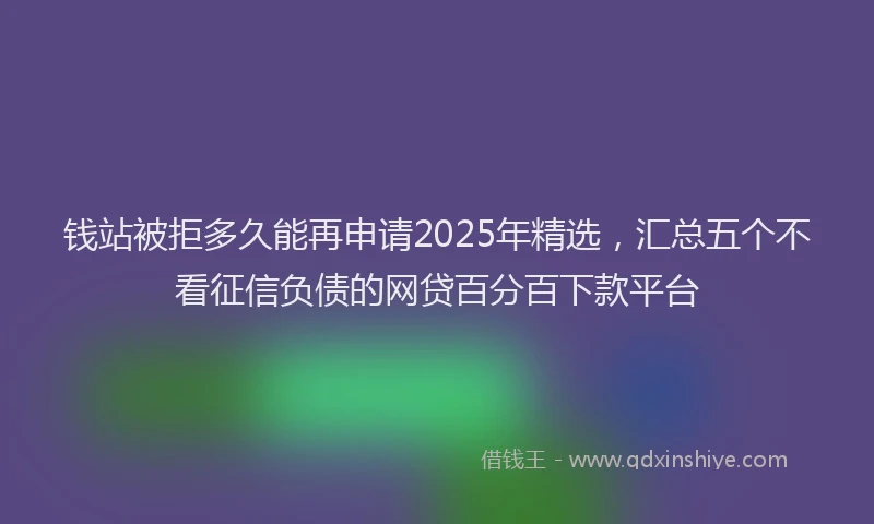 钱站被拒多久能再申请2025年精选，汇总五个不看征信负债的网贷百分百下款平台