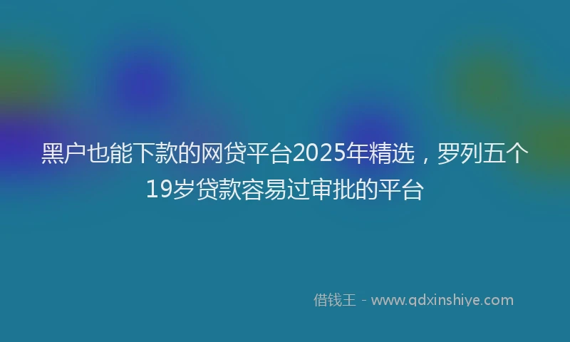 黑户也能下款的网贷平台2025年精选，罗列五个19岁贷款容易过审批的平台