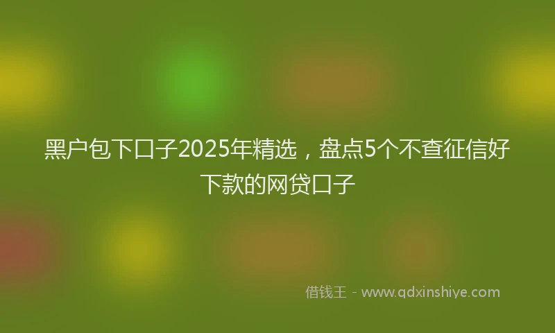 黑户包下口子2025年精选，盘点5个不查征信好下款的网贷口子