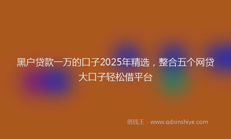 黑户贷款一万的口子2025年精选，整合五个网贷大口子轻松借平台