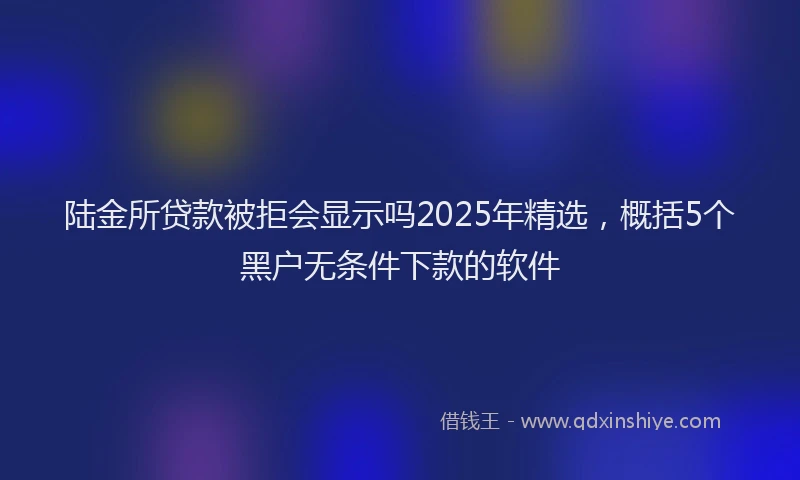 陆金所贷款被拒会显示吗2025年精选，概括5个黑户无条件下款的软件