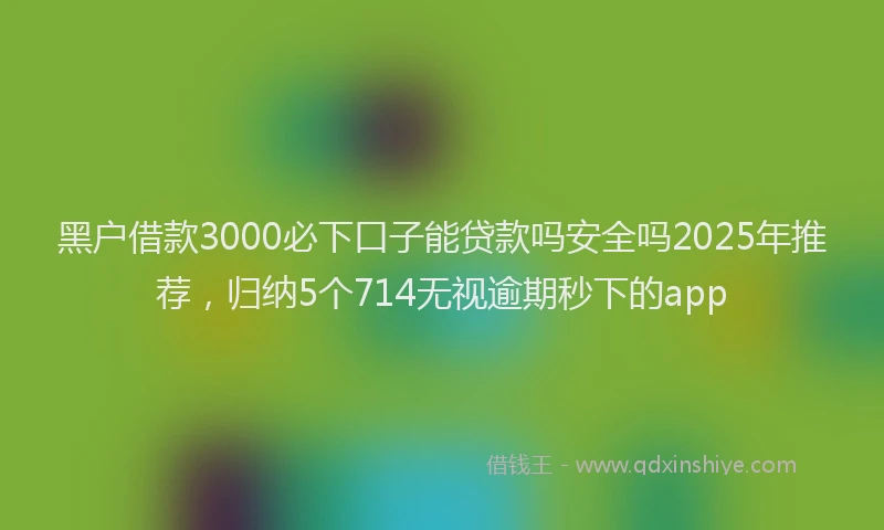 黑户借款3000必下口子能贷款吗安全吗2025年推荐，归纳5个714无视逾期秒下的app