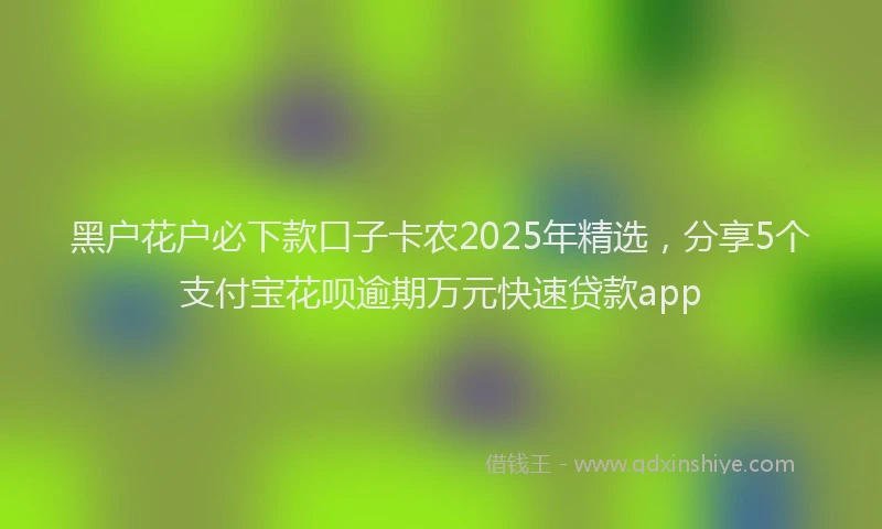 黑户花户必下款口子卡农2025年精选，分享5个支付宝花呗逾期万元快速贷款app